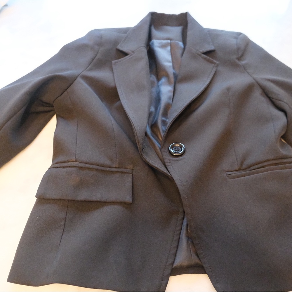 Girls’ Black Blazer with Button Detail